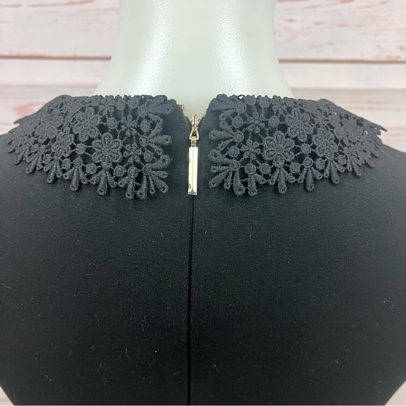 Kate Spade Crochet Lace Peter Pan Collar Ponte Knit Sleeveless Flare Dress - Picture 10 of 14